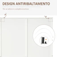 Armadio Moderno Guardaroba 2 Ante con Specchio e 3 Cassetti, Mensole Regolabili e Barra Appendiabiti, 80x50x180cm, Bianco