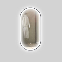 Specchio 5 mm ovale cornice nera retroilluminato led interruttore touch *** misure 50x90 cm, tonalità standard 6000-...