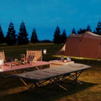 Lettino da Campeggio Pieghevole per Adulti con Cuscino Integrato e Tasca Laterale, Grigio