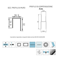 Lato porta box doccia angolare nicchia dafne cristallo 6 mm 130 cm stampato