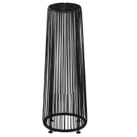 Lanterna Solare da Giardino LED con Pannello di Ricarica in Rattan e Metallo , Ø21.5x61cm, Nero