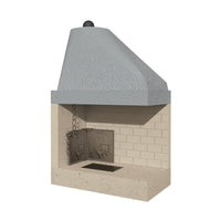 Camino amsterdam con rivestimento pietra marmo focolare refrattario ds90 parete