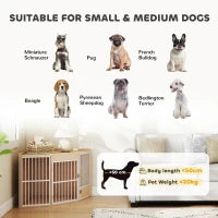 Gabbia ad angolo per cani, tavolino, con porta girevole, per piccoli e medi cani 113 x 80 x 64 cm, rovere