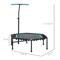 Trampolino da fitness con manico regolabile in 3 posizioni, Blu