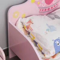 Letto per Bambini con Bordi Rialzati e 6 Gambe in Legno per Cameretta, Lettino per Bimbi da 3-6 Anni, 143x73x60cm, Rosa