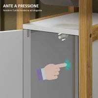 Mobile Bagno Salvaspazio con Porta Carta Igienica, Armadietto e Ripiano in Bambù, 20x33x80cm, Bianco