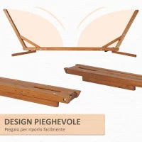 Supporto per Amaca Sospesa Regolabile su 3 Livelli, Pieghevole e Portatile, in Legno, 388x120x89 cm