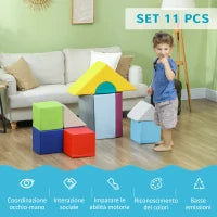 Set Costruzioni Morbide per Bambini 1-3 Anni con 11 Forme in PU e EPE Multicolore