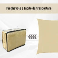 Tenda Parasole Quadrata per Esterni in HDPE Traspirante, Protezione Raggi UV 95%, 360x360 cm