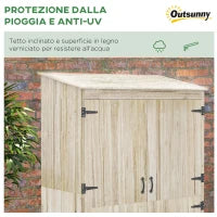 Casetta da Giardino in Legno di Abete con 2 Porte e Ripiani, 120x57x183cm, Naturale