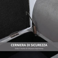 Panca Contenitore Imbottita per Camera in Tessuto Vellutato con Braccioli, 111.5x41x65cm - Grigio