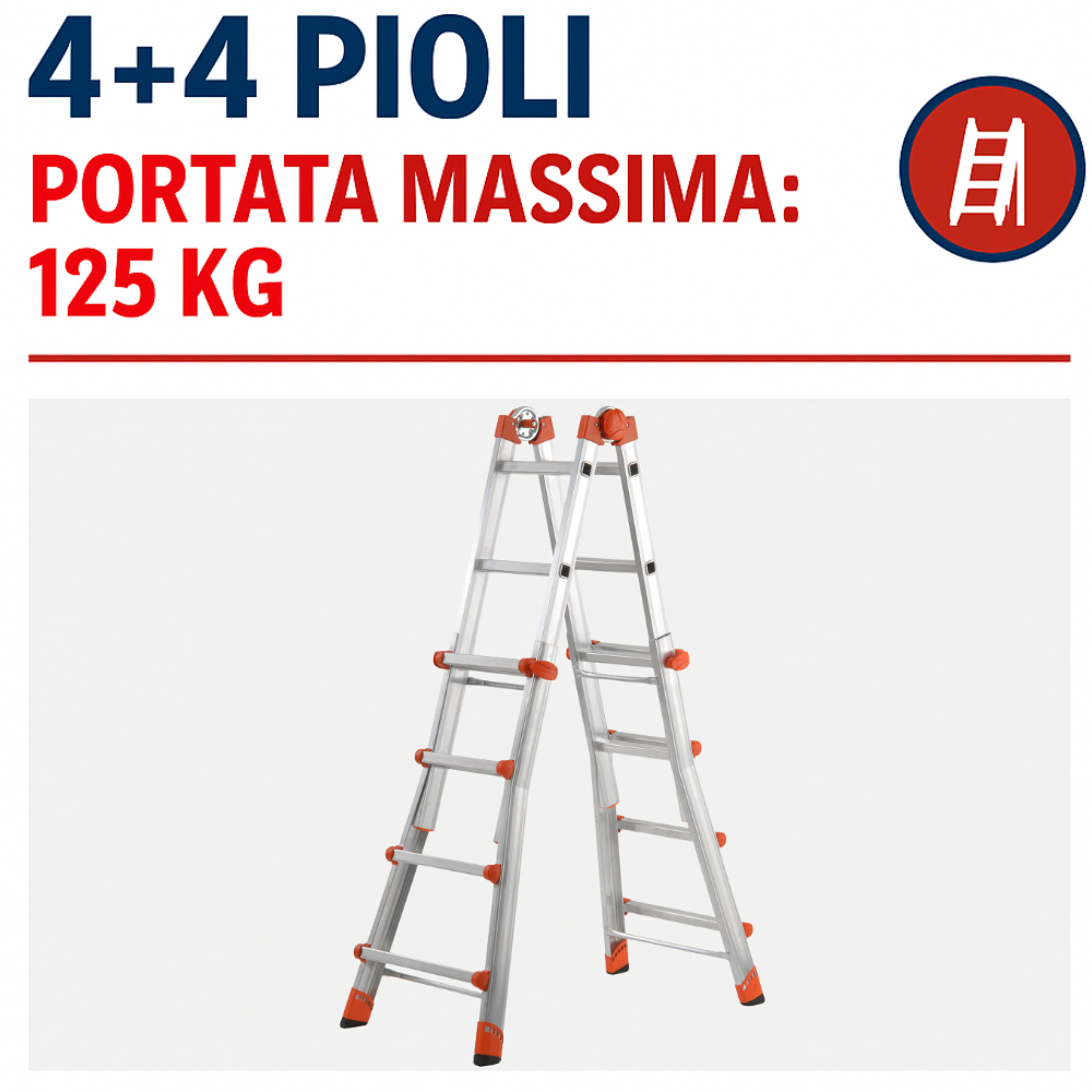 Scala telescopica alluminio 4+4 multifunzione pieghevole regolabile en131-4