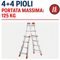 Scala telescopica alluminio 4+4 multifunzione pieghevole regolabile en131-4