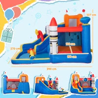 Gioco Gonfiabile per Bambini 3-8 Anni a tema Spazio con Borsa, 11 Paletti e Toppe Inclusi, 340x270x227 cm