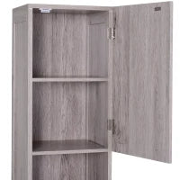 kleankin Colonna Bagno in MDF con 2 Armadietti e 2 Ripiani Aperti, 30x32x172.5 cm, color Legno