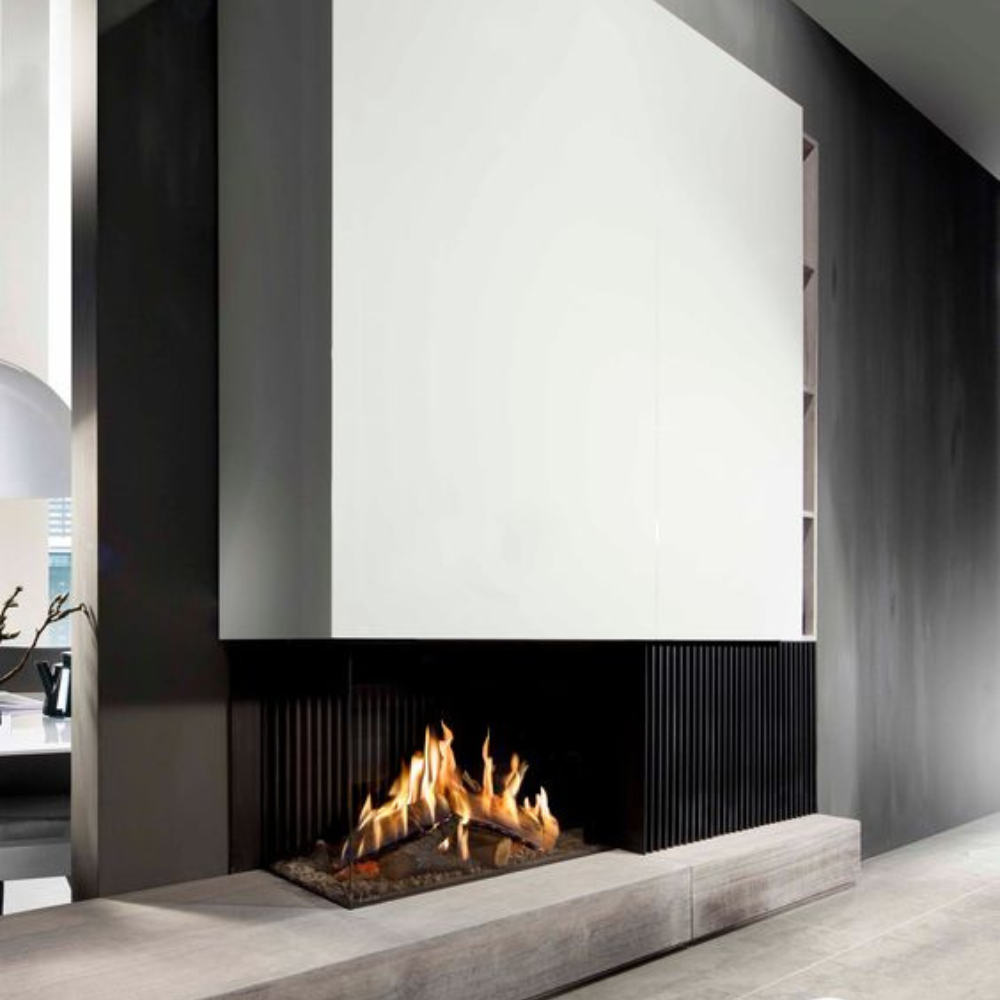 Camino legna prefabbricato ghisa focolare aperto reversibile ds90 tgh calore