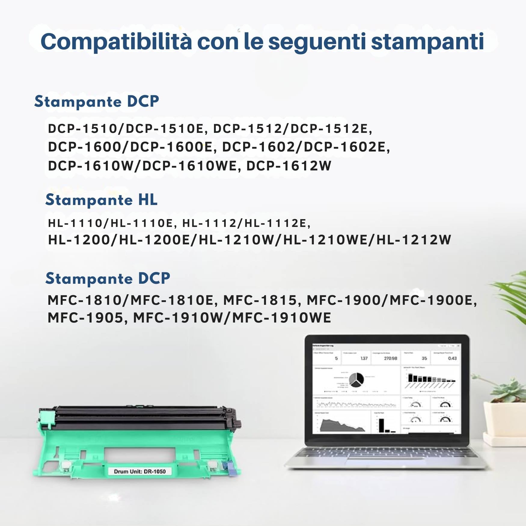 Tamburo compatibile per brother dr-1050 – durata fino a 10.000 pagine