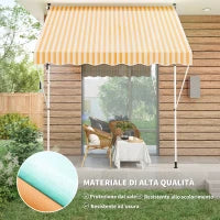 Tenda da Sole a Bracci 3x1.5m con Manovella e Struttura Telescopica, Arancione e Bianco