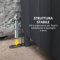 Casetta Porta Attrezzi a 3 Ripiani in Legno da Abete con Tetto in Metallo, 45x45x160 cm, Grigio