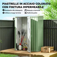 Casetta Porta Attrezzi Capanno in Acciaio Impermeabile 142x84x189cm