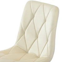 Set di 4 Sedie Moderne in Velluto Twill, Motivo a Spina di Pesce con Schienale, Struttura in Metallo, 45x40x86 cm, Beige