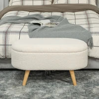 panca con vano portaoggetti e coperchio, sgabello per ingresso, salotto, camera da letto, legno, rivestimento in tessuto, Bianco