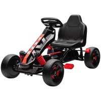 Kart a Pedali per Bambini di +3 Anni con Frizione Automatica Freno Ruote Antiscivolo in EVA e Telaio in Metallo Rosso