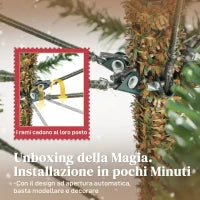 Albero di Natale Artificiale da 150 cm e Ignifugo con 1375 Rami Realistici, Base in Metallo Pieghevole
