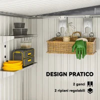 Capanno Attrezzi in Metallo 1.5x2m con Base, Porta Scorrevole e Tetto Inclinato, Grigio Scuro