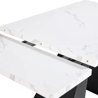 Tavolo da pranzo allungabile, per soggiorno e studio, 159x74x77 cm, Bianco e Nero