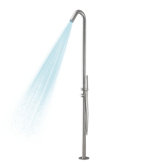 Colonna doccia da esterno leccio a pavimento inox spazzolato acqua calda fredda *** finitura- spazzolato, confezione 1