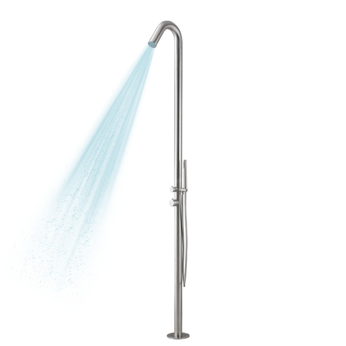 Colonna doccia da esterno leccio a pavimento inox spazzolato acqua calda fredda *** finitura- spazzolato, confezione 1