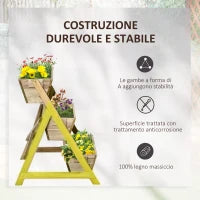 Fioriera da Giardino a 3 Livelli con Feltro Drenante Geotessile, in Legno di Abete, 71x61x77 cm