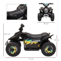 Quad Elettrico per Bambini 18-36 Mesi con Batteria Ricaricabile da 6V, 72x40x45.5 cm, Nero