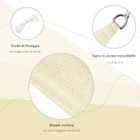 Tenda a Vela Triangolare Tessuto Leggero e Resistente ad Acqua Blocca il 90% dei Raggi UV in HDPE (Polietilene ad Alta Densità) Crema 5x5x5m