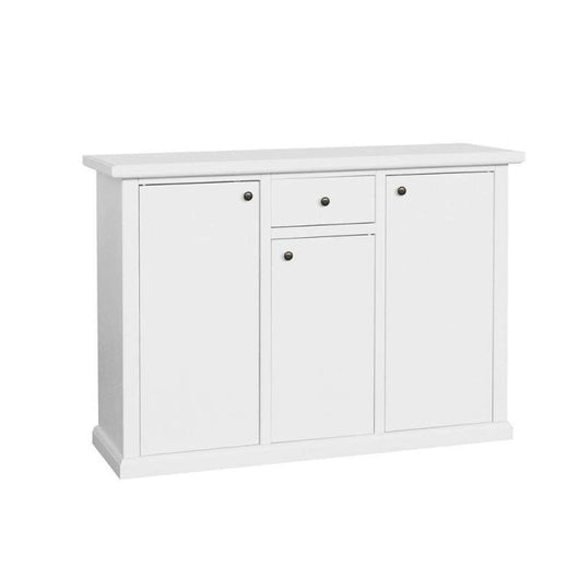 Credenza 3 ante 1 cassetto arte povera in legno massello e mdf con rifinitura in bianco 120x40x88 H
