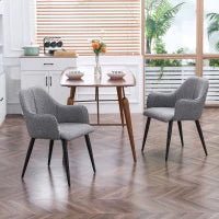 Set di 2 sedie da pranzo in tessuto e struttura in acciaio, seduta avvolgente 55 x 58 x 79 cm Grigio scuro