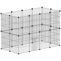 Gabbia per Animali Piccoli Modulare con Porta e Pannelli in Acciaio, 120x60x80 cm, Nero