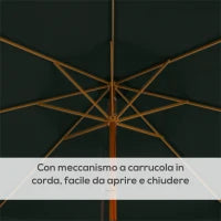 Ombrellone da Giardino con Doppio Tettuccio, in Bambù e Poliestere, Ø325x250 cm, Verde