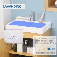kleankin Mobile Bagno sotto Lavabo in Truciolato con Ripiani Regolabili e Lavello Curvo, 60x41.5x88 cm