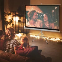 Telo Proiettore da 84 Pollici con Treppiede Regolabile, in Plastica e Metallo, 200x8x118 cm, Bianco