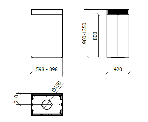 CAPPA GINZA ISOLA cm 60x40 - Nero - 800 m3/h