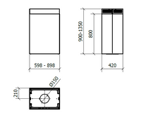 CAPPA GINZA ISOLA cm 60x40 - Nero - 800 m3/h