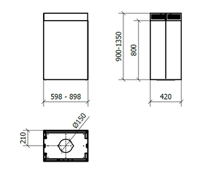 CAPPA GINZA ISOLA cm 60x40 - Nero - 800 m3/h