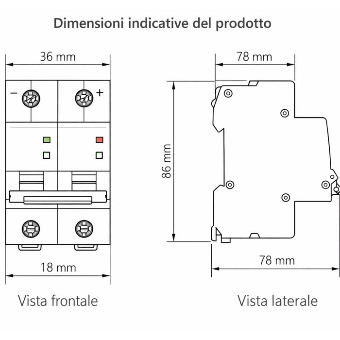 Interruttore magnetotermico chint nb1-63dc 20a 500vdc per circuiti dc
