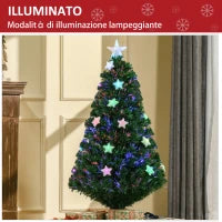 Albero di Natale artificiale 120cm a fibra ottica e 16 luci LED a forma di stella