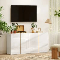 Credenza Buffet, mobile da archiviazione con 2 porte a chiusura ammortizzata e ripiano regolabile, 80x40x80cm, bianco