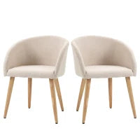 Set di 2 Sedie da Pranzo Stile Scandinavo Imbottite in Tessuto, 55x56x74 cm, Beige