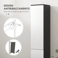 kleankin Colonna Bagno Salvaspazio in Legno con 2 Armadietti e Cassetto, 30x28x180 cm, Nero