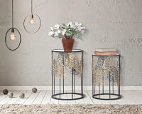 Tavolinetti Foglie Glam Coppia Cm Ø 38X55-33X50